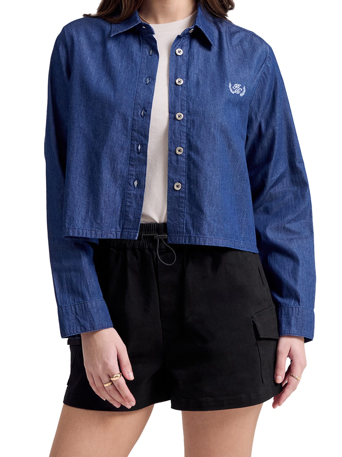 Penshoppe Long Sleeve Denim Shirt with Embroidery, P1,099
